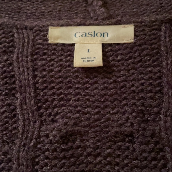 Caslon Eggplant Size L Shortsleeved Long Cardigan - Picture 4 of 7